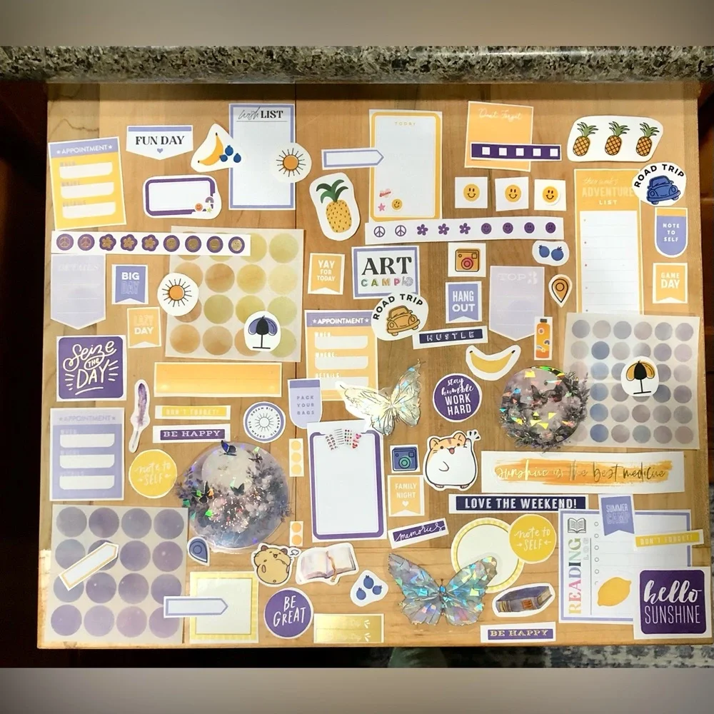 180 Planner Stickers: Yellow + Purple